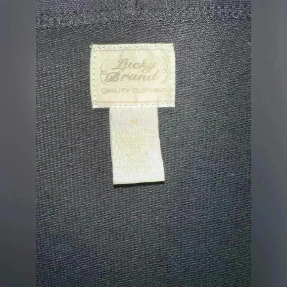 Lucky Brand Size M Whitney Wrap Black Ivory Embroider Open Front Cardigan - Picture 3 of 9